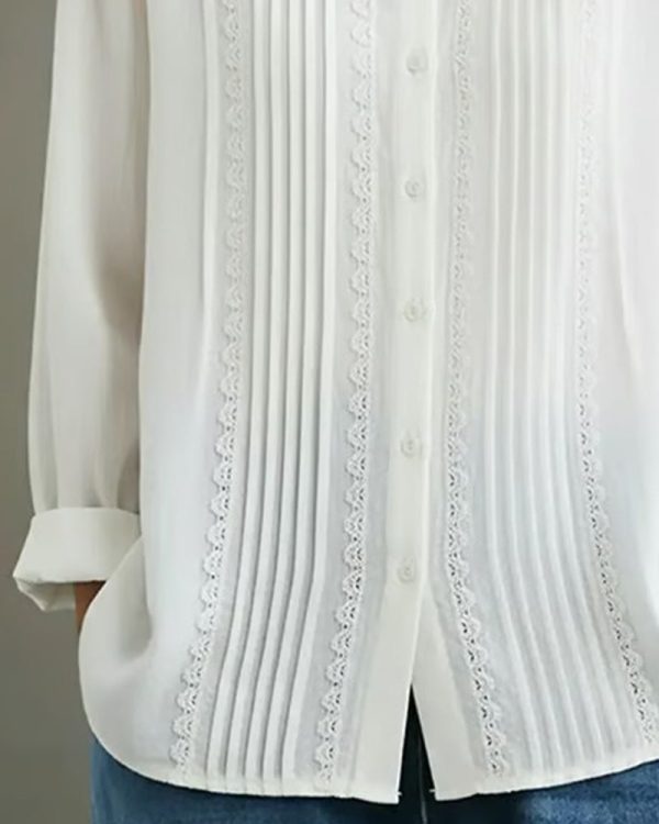 Elowara | Pleated Lace Elegance Blouse