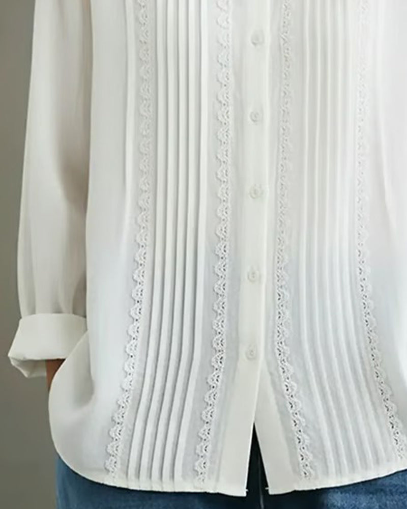 Elowara | Pleated Lace Elegance Blouse - Image 8