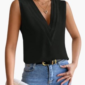 Solenne | Elegant V-Neck Sleeveless Draped Women's Blouse - Image 5