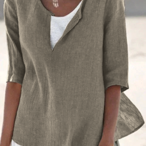Florence | Relaxed Linen Blend Layered Hem Blouse