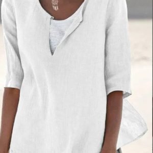 Florence | Relaxed Linen Blend Layered Hem Blouse - Image 2