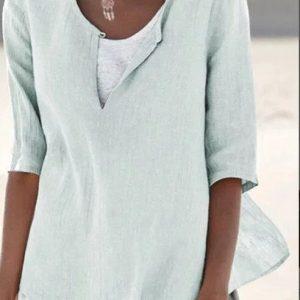 Florence | Relaxed Linen Blend Layered Hem Blouse - Image 5