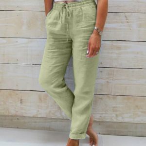Relaxed Linen Trousers with Drawstring Waist and Straight Leg - Image 5