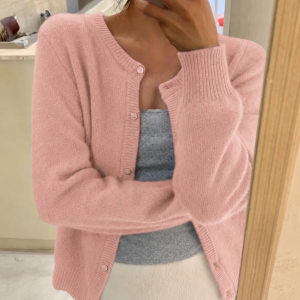 Soft Knit Cardigan with Button Front and Round Neckline - Image 10