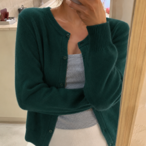 Soft Knit Cardigan with Button Front and Round Neckline - Image 11