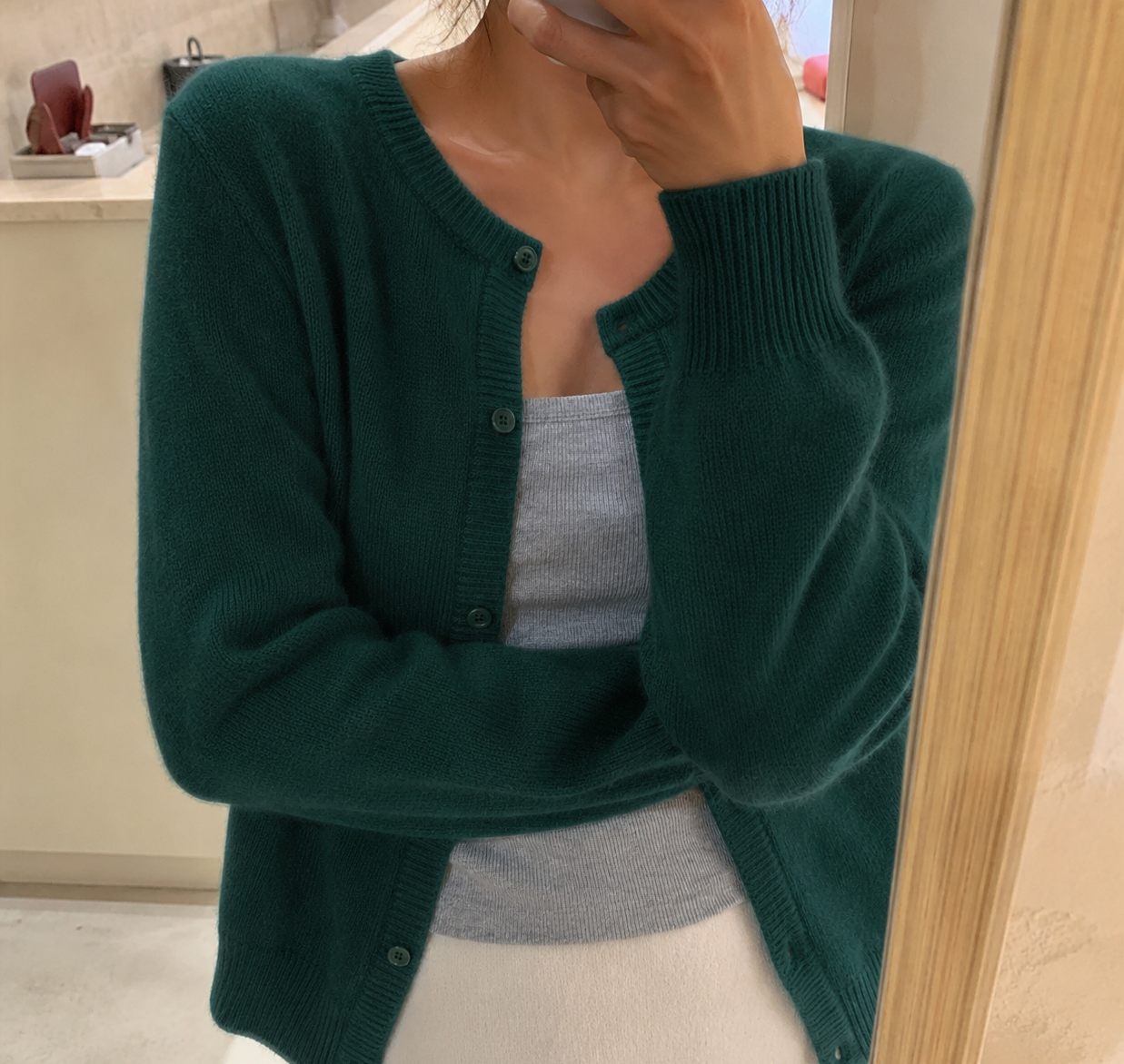 Soft Knit Cardigan with Button Front and Round Neckline - Image 11