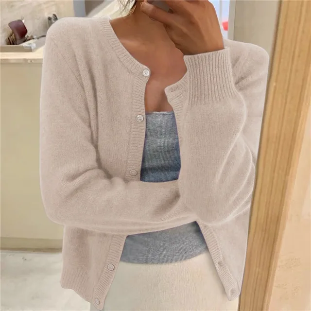 Soft Knit Cardigan with Button Front and Round Neckline - Image 3