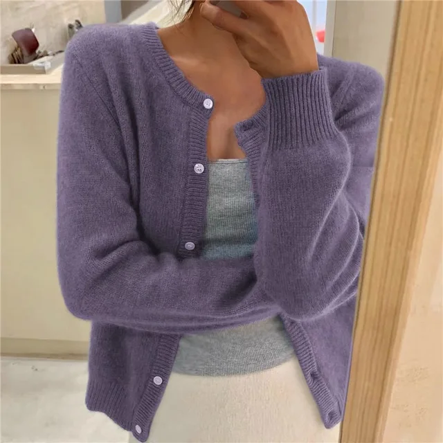 Soft Knit Cardigan with Button Front and Round Neckline - Image 4