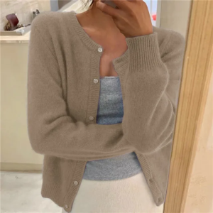 Soft Knit Cardigan with Button Front and Round Neckline - Image 5