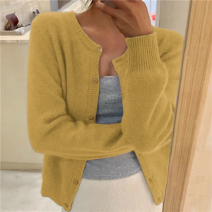 Soft Knit Cardigan with Button Front and Round Neckline - Image 6
