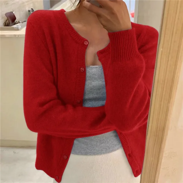 Soft Knit Cardigan with Button Front and Round Neckline - Image 8