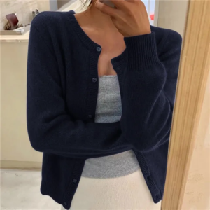 Soft Knit Cardigan with Button Front and Round Neckline - Image 9