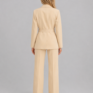 Women's Belted Blazer & Wide Leg Trouser Co-Ord Set ?C Tailored Two-Piece Suit - Image 2