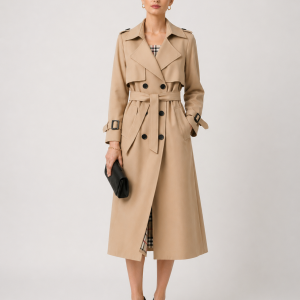 Women's Belted Trench Coat ?C Tailored Long Fit