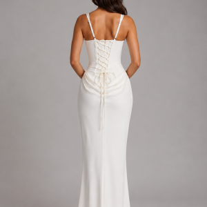 Women's Bodycon Draped Corset Maxi Dress ?C Sculpted Silhouette - Image 5