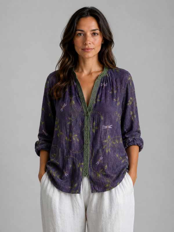 Women's Bohemian V-Neck Blouse ?C Relaxed Style Top