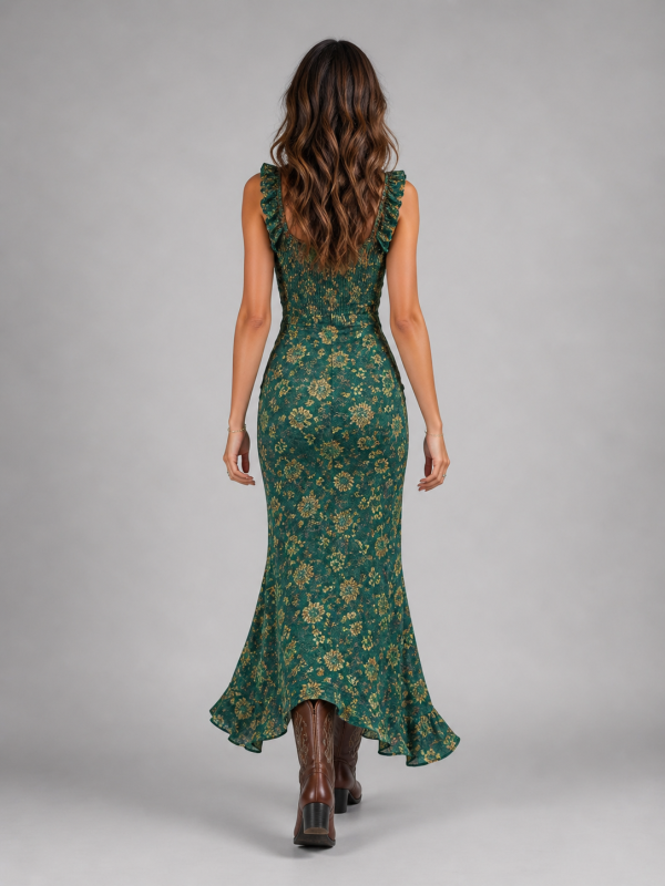 Women's Boho Floral Side Slit Maxi Dress ?C Flowing Silhouette