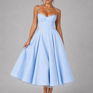 Women's Corset Midi Dress with Full Skirt ?C Elegant Occasion Style - Image 4