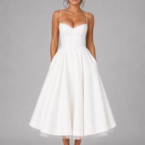 Women's Corset Midi Dress with Full Skirt ?C Elegant Occasion Style - Image 6