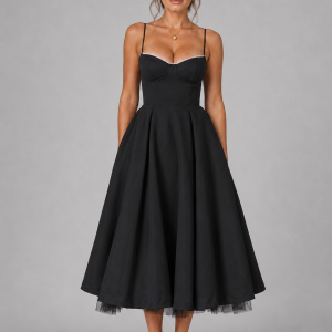 Women's Corset Midi Dress with Full Skirt ?C Elegant Occasion Style - Image 7