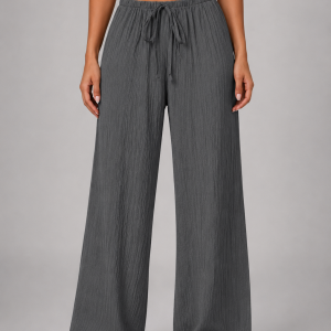 Women's Crinkle Wide Leg Trousers ?C Drawstring Waist - Image 6