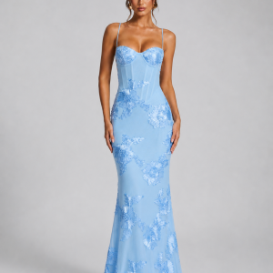 Women's Floral Corset Maxi Dress ?C Sculpted Elegant Silhouette - Image 5