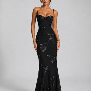 Women's Floral Corset Maxi Dress ?C Sculpted Elegant Silhouette - Image 6