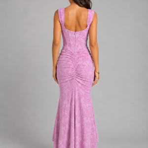 Women's Floral Corset Maxi Dress with Asymmetrical Hem ?C Sculpted Silhouette - Image 2