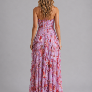 Women's Floral Halter Maxi Dress ?C Wedding Guest Evening Gown - Image 3