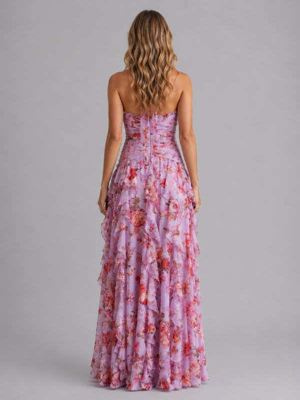 Women's Floral Halter Maxi Dress ?C Wedding Guest Evening Gown