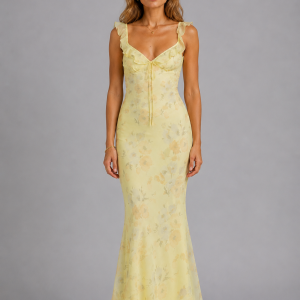 Women's Floral Maxi Dress ?C Ruffle Strap Summer Style