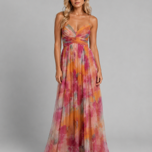 Women's Floral V-Neck Maxi Dress ?C Flowing Silhouette