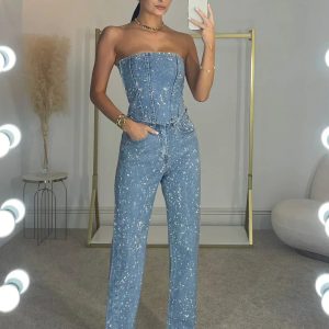 Starlight Strapless Sequin Jumpsuit - Image 5