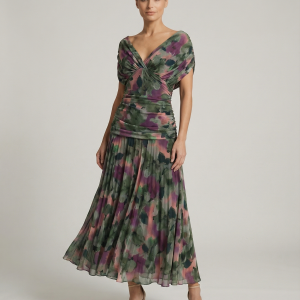Women's Gradient Pleated Maxi Dress ?C Elegant Flowing Silhouette - Image 2