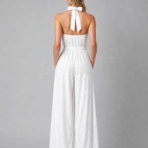 Women's Halter Neck Wide Leg Jumpsuit ?C Elegant Flowing Style - Image 3