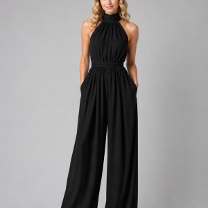 Women's Halter Neck Wide Leg Jumpsuit ?C Elegant Flowing Style - Image 4