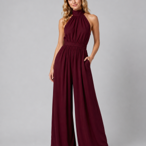 Women's Halter Neck Wide Leg Jumpsuit ?C Elegant Flowing Style - Image 6