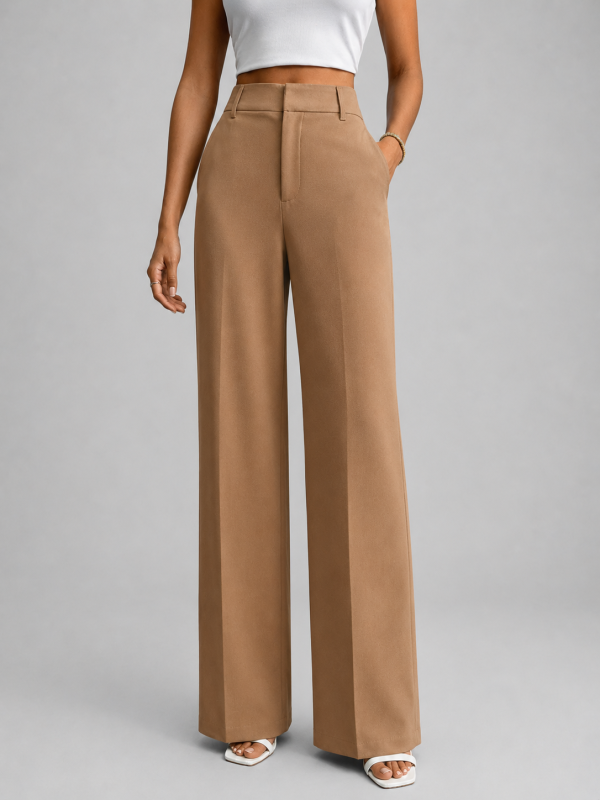 Women's High Waisted Wide Leg Trousers ?C Tailored Everyday Style