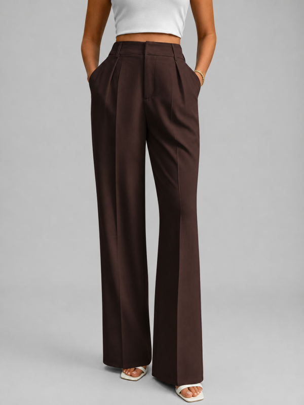 Women's High Waisted Wide Leg Trousers ?C Tailored Everyday Style