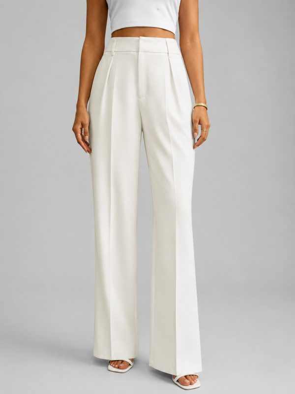 Women's High Waisted Wide Leg Trousers ?C Tailored Everyday Style