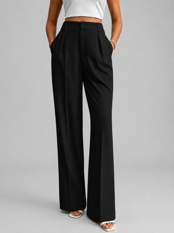 Women's High Waisted Wide Leg Trousers ?C Tailored Everyday Style
