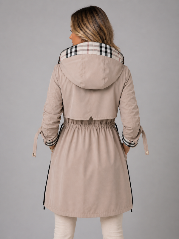 Women's Hooded Long Jacket ?C Adjustable Waist Zip Coat