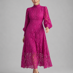 Women's Lace Midi Dress ?C Elegant Flowing Silhouette