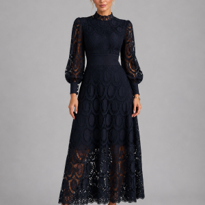 Women's Lace Midi Dress ?C Elegant Flowing Silhouette - Image 5