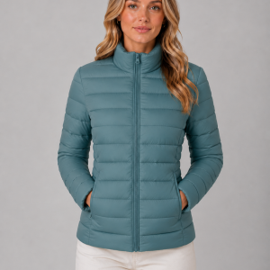 Women's Lightweight Puffer Summer Jacket ?C Slim Fit Zip-Up Coat - Image 2