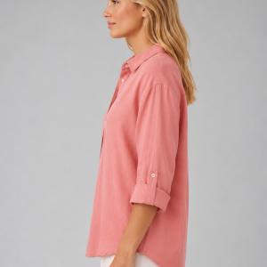 Women's Linen-Look Button Shirt ?C Relaxed Summer Blouse - Image 3