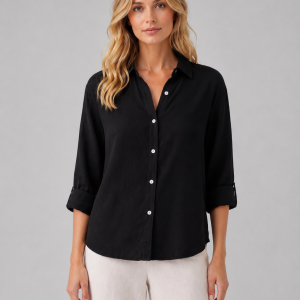 Women's Linen-Look Button Shirt ?C Relaxed Summer Blouse - Image 5