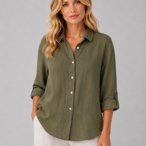 Women's Linen-Look Button Shirt ?C Relaxed Summer Blouse - Image 6