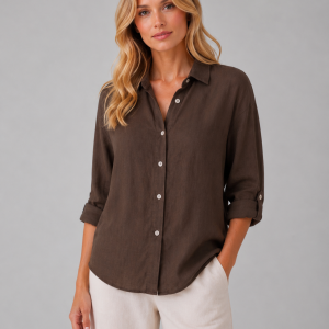 Women's Linen-Look Button Shirt ?C Relaxed Summer Blouse - Image 7