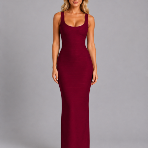Women's Metallic Bandage Maxi Dress - Sculpting Evening Gown